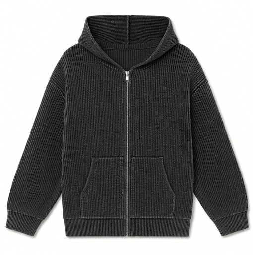 Black Rib Hoodie