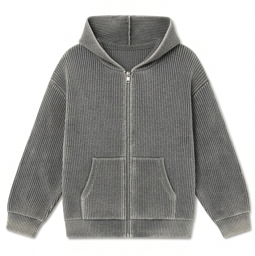 Gray Rib Hoodie